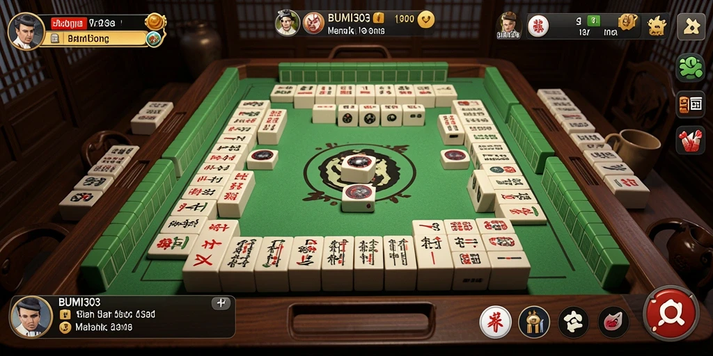 Gameplay seru dan menarik dari BUMI303 saat bermain Mahjong.