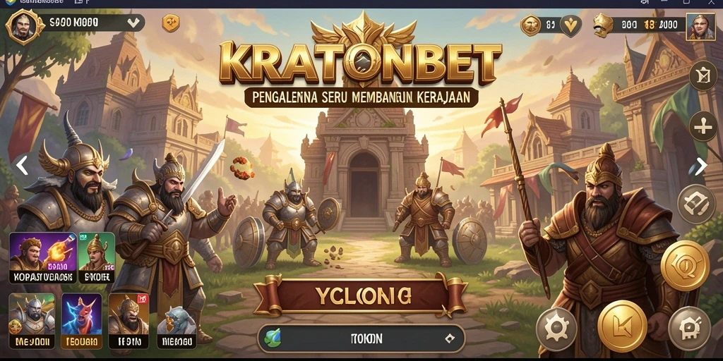 Tampilan gameplay KRATONBET yang memperlihatkan pembangunan kerajaan.