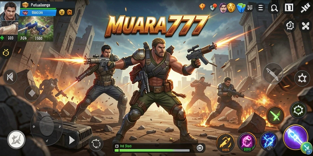 Tampilan aksi mendebarkan dalam gameplay MUARA777 yang seru.